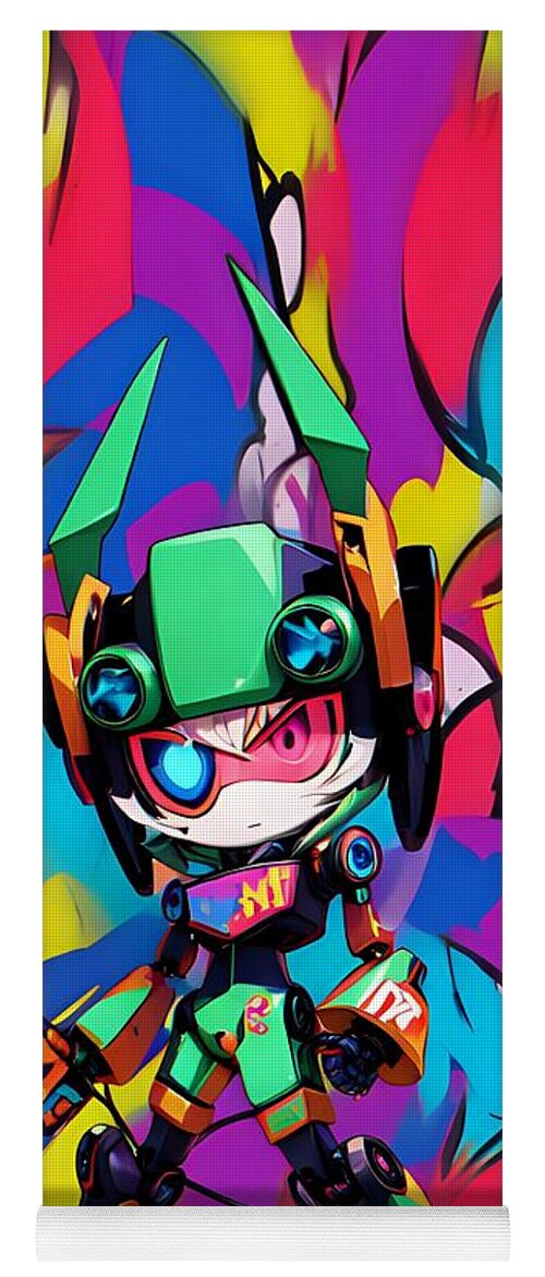 Peppy Pixelbot Yoga Mat by JB Studio â€” main product image