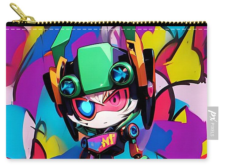 Peppy Pixelbot Zip Pouch by JB Studio â€” main product image