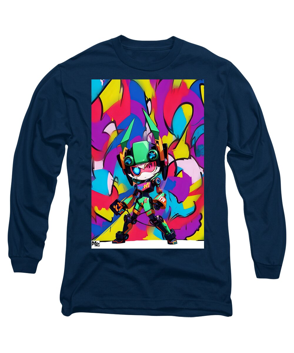 Peppy Pixelbot Long Sleeve T-Shirt by JB Studio â€” main product image
