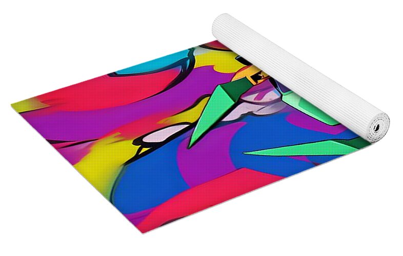 Peppy Pixelbot Yoga Mat by JB Studio â€” close-up detail of artwork
