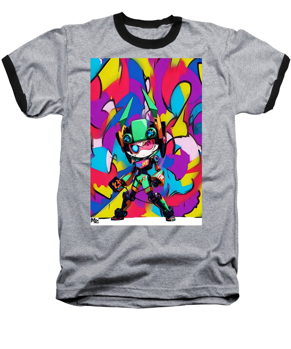 Peppy Pixelbot Baseball T-Shirt by JB Studio â€” main product image