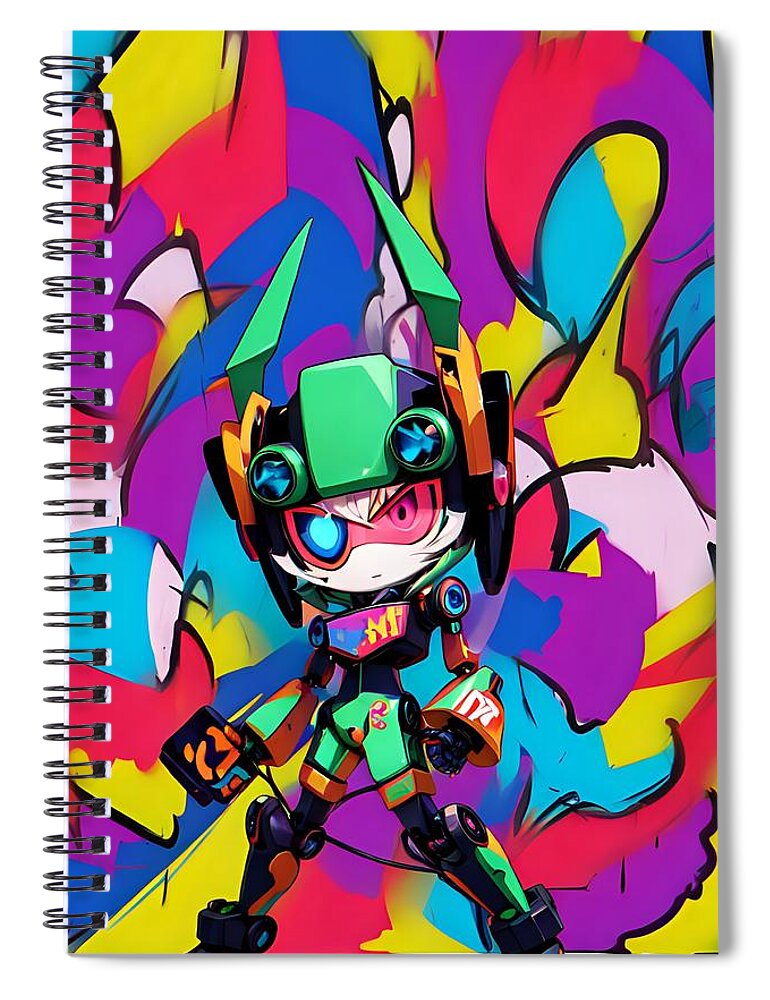 Peppy Pixelbot Spiral Notebook by JB Studio â€” main product image