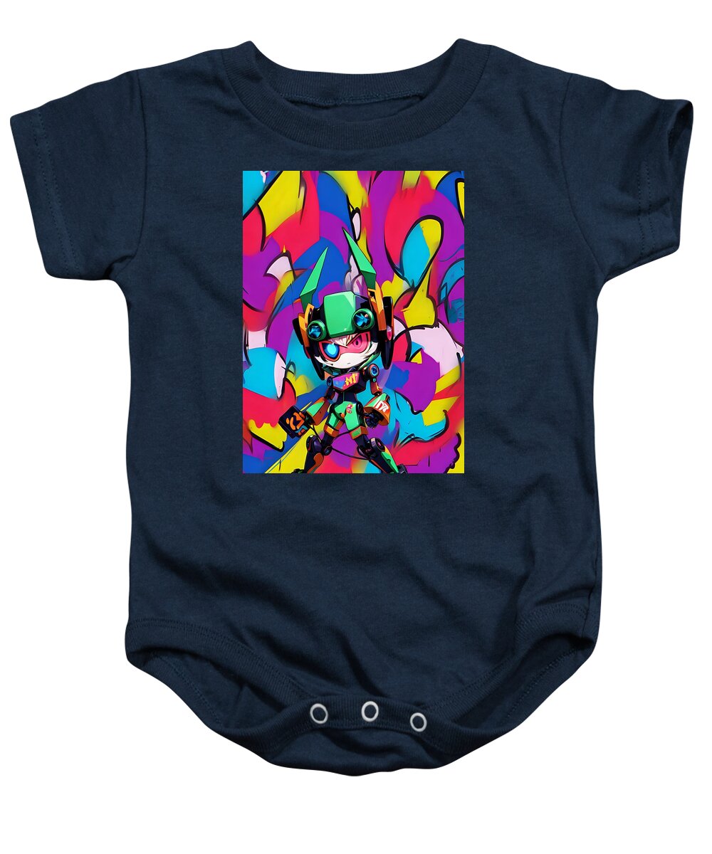 Peppy Pixelbot Baby Onesie by JB Studio â€” main product image