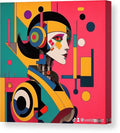 Synthosis canvas wall art â€” dimensional layered abstract geometry on gallery wrap, JB Studio