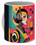 Synthosis coffee mug â€” layered geometric color planes wraparound print on ceramic, JB Studio