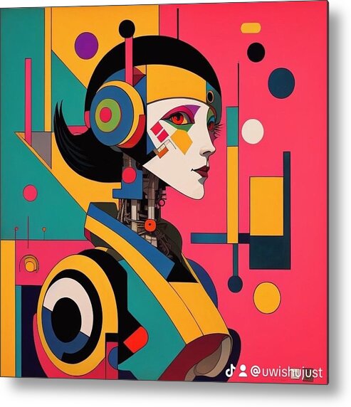 Synthosis metal wall art â€” geometric color planes on brushed aluminum float mount, JB Studio