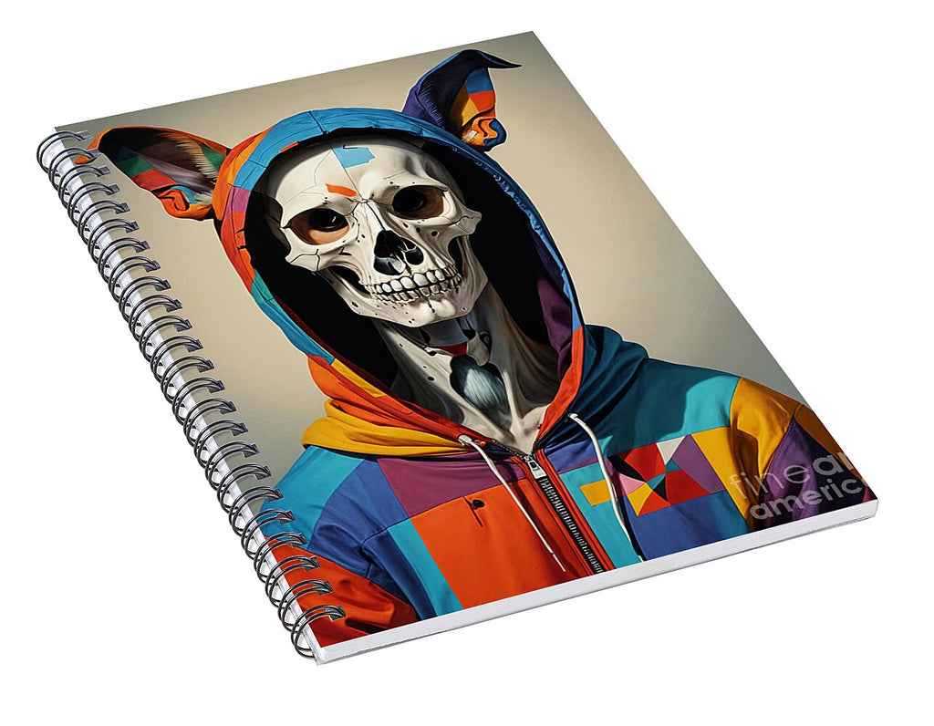 Technicolor Skull Spiral Notebook by JB Studio â€” alternate angle view