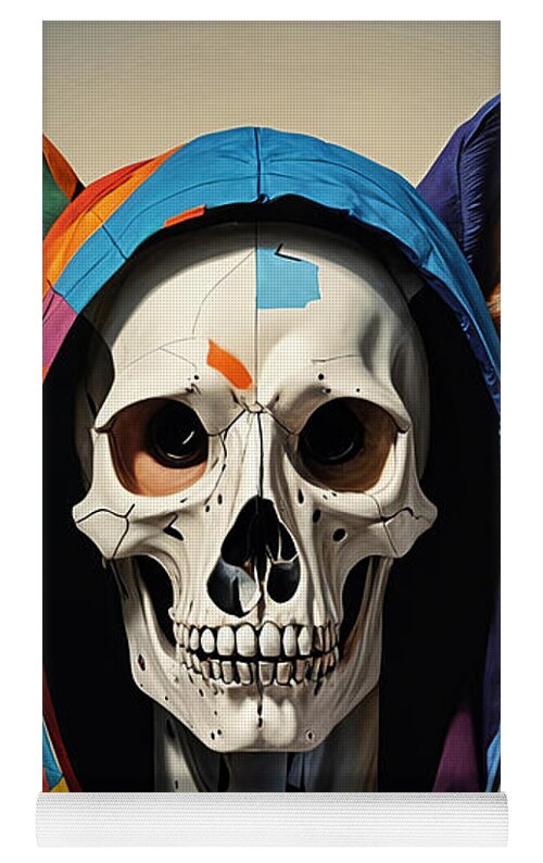 Technicolor Skull Yoga Mat by JB Studio â€” lifestyle in-room view