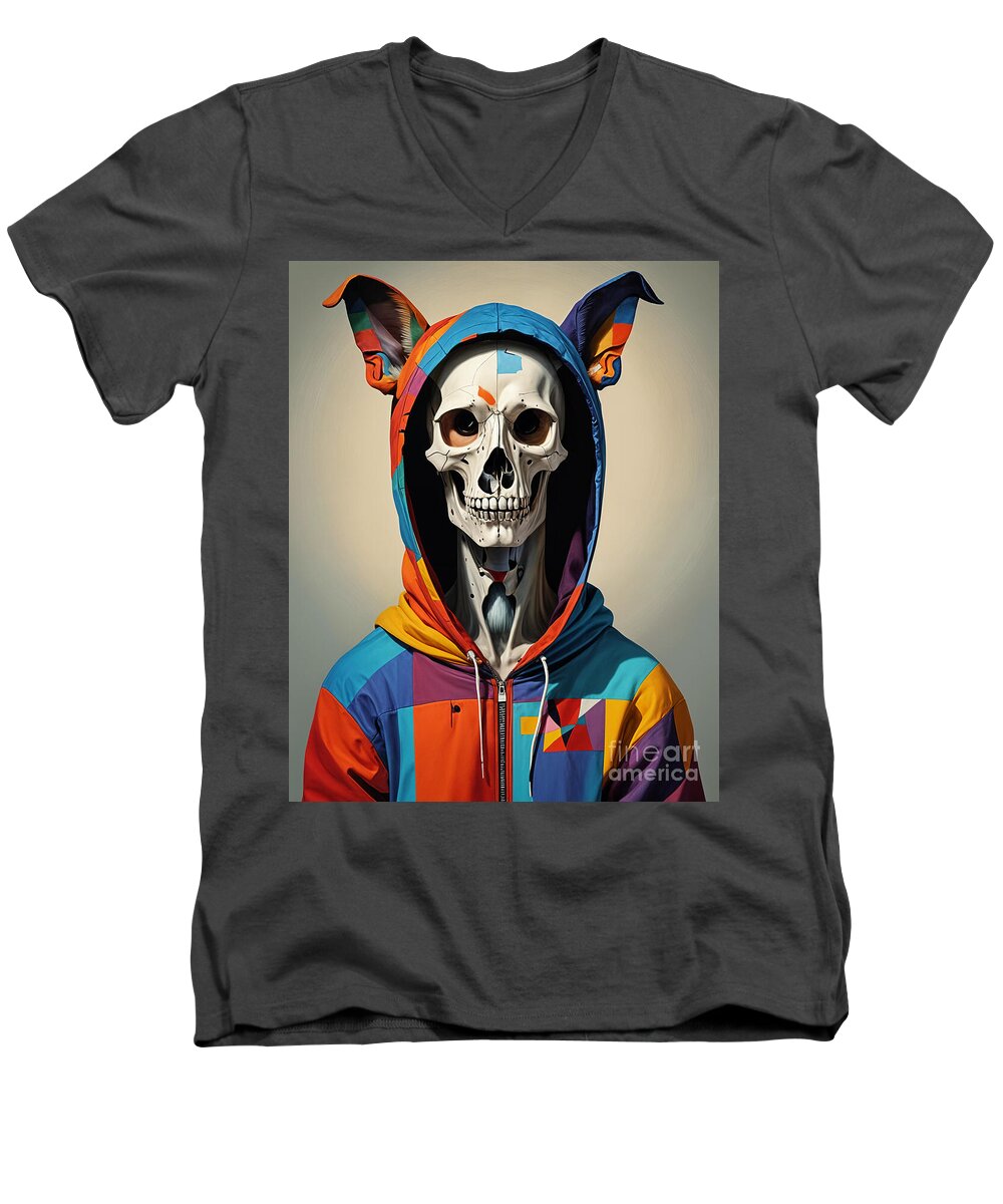 Technicolor Skull Men's V-Neck T-Shirt by JB Studio â€” main product image