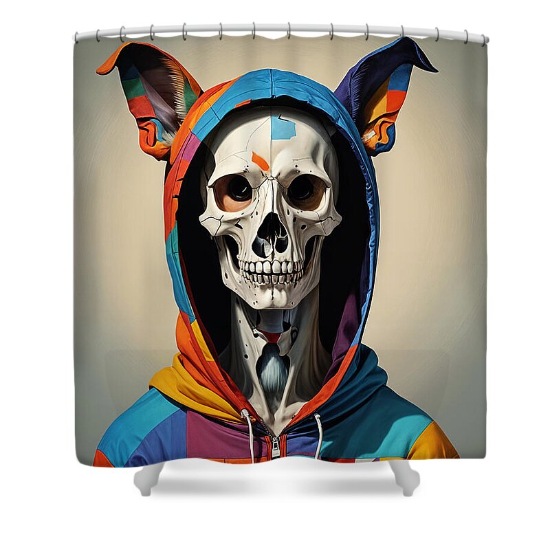 Technicolor Skull Shower Curtain by JB Studio â€” main product image