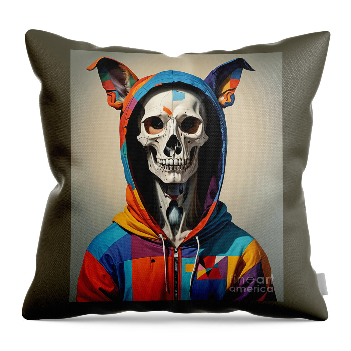 Technicolor Skull Throw Pillow by JB Studio â€” main product image