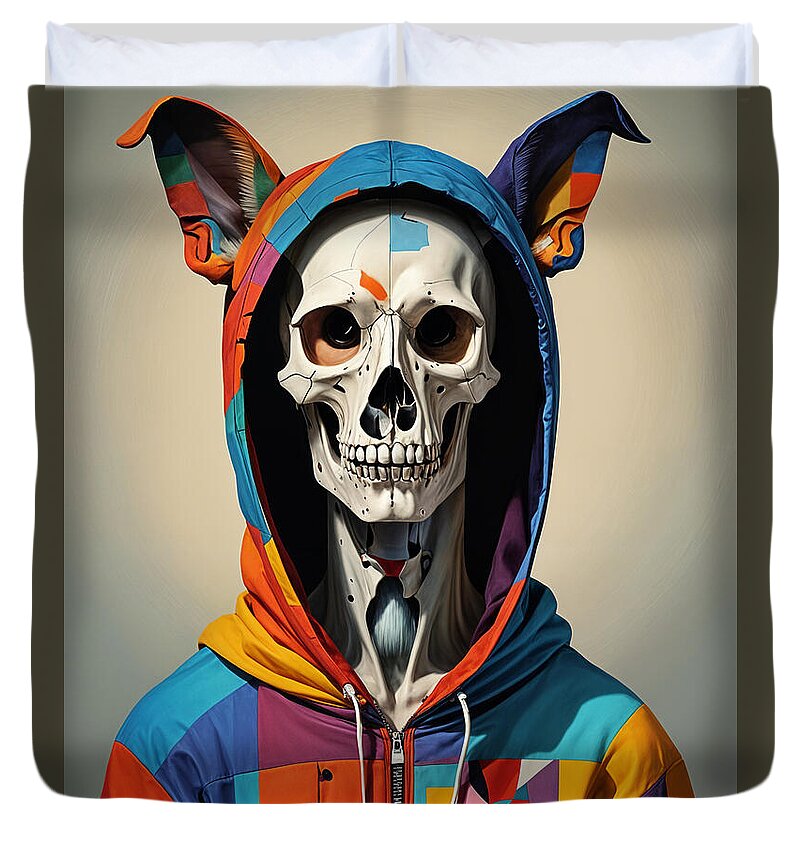 Technicolor Skull Duvet Cover by JB Studio â€” main product image