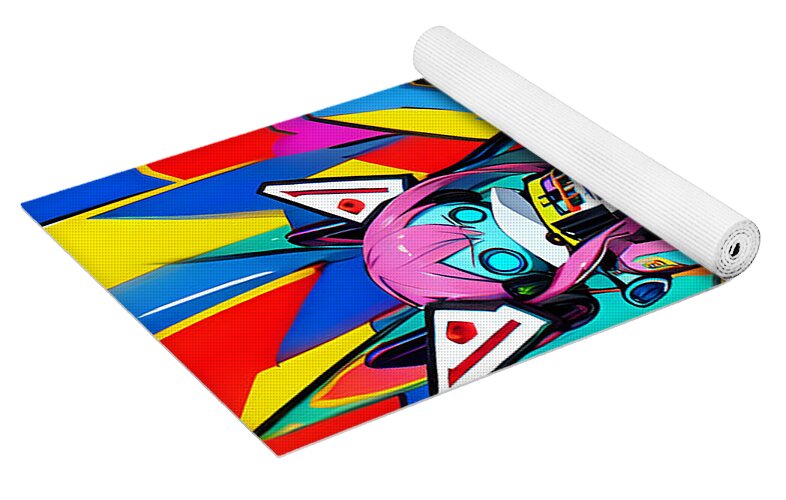 Whoopee Whirlybot Yoga Mat by JB Studio â€” close-up detail of artwork