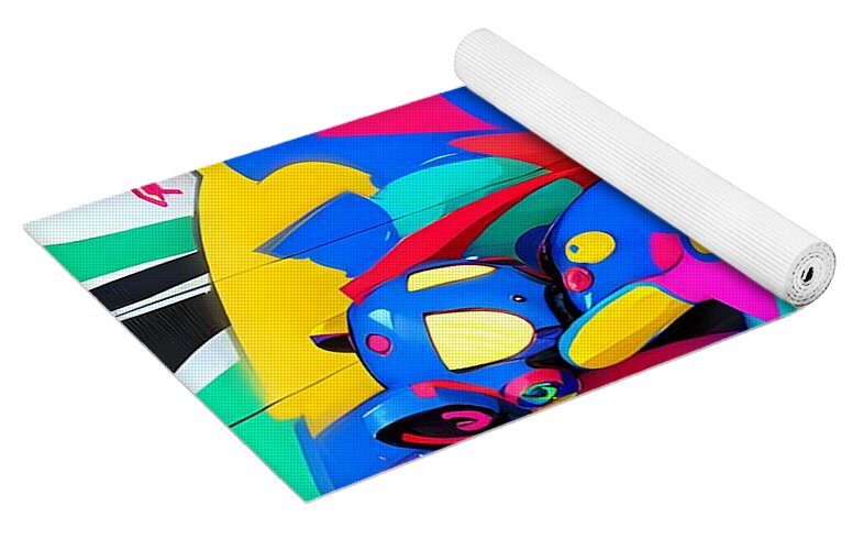 Zigzag Zestbot Yoga Mat by JB Studio â€” close-up detail of artwork